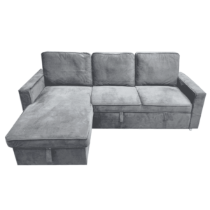 Koumo Sectional Sofa, Color: Dark Grey Velvet Fabric | Redwave