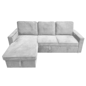 Koumo Sectional Sofa, Light Grey Velvet Fabric | Redwave