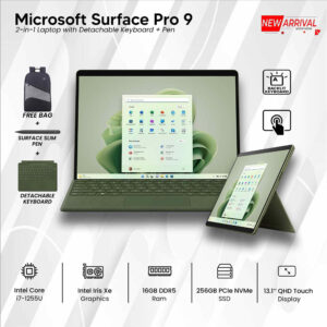 Microsoft Surface Pro 9 Bundle (With Keyboard & Pen) Core i7-1255U 256GB SSD 16GB Ram 13.1" TS Win 11 Forest Green Laptop